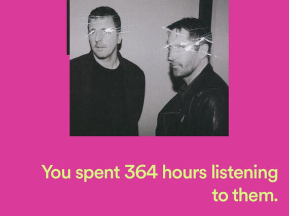 spotify wrapped end of year highlights showing 364 hours of nin