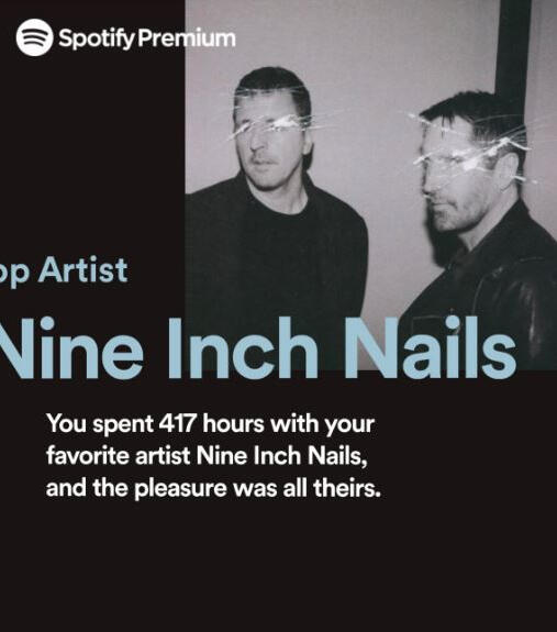 spotify wrapped end of year highlights showing 417 hours of nin